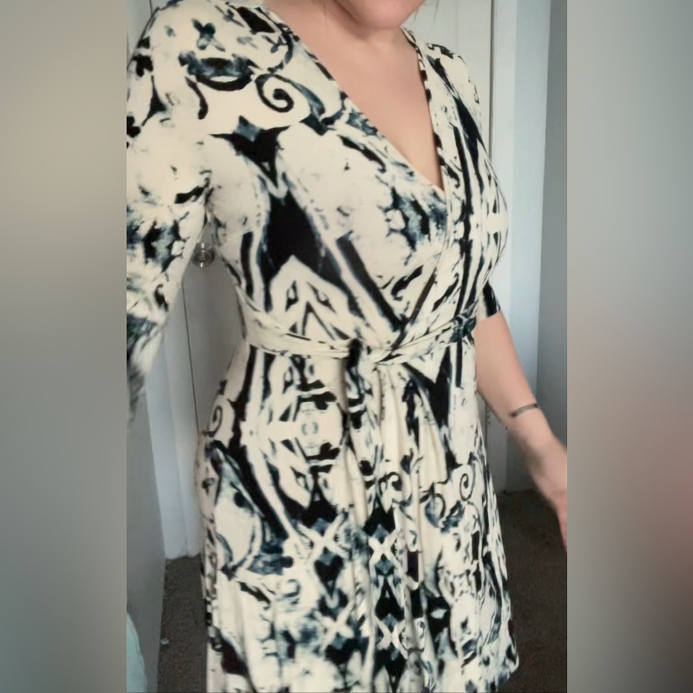 Dark Blue Design Wrap Dress